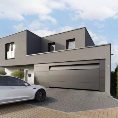 Modernes anthrazitfarbenes Garagentor