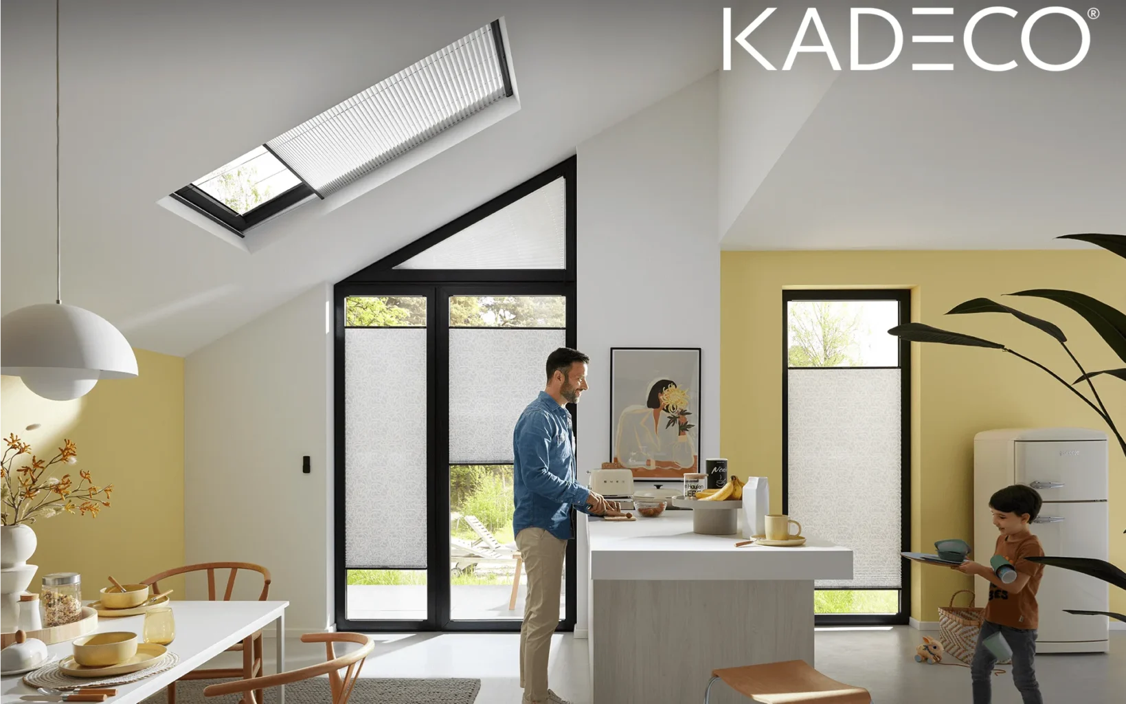 Plissees für Dachfenster, schräge Fenster, Fenster und Türen.